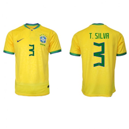 Brazil Thiago Silva #3 Domaci Dres SP 2022 Kratak Rukav
